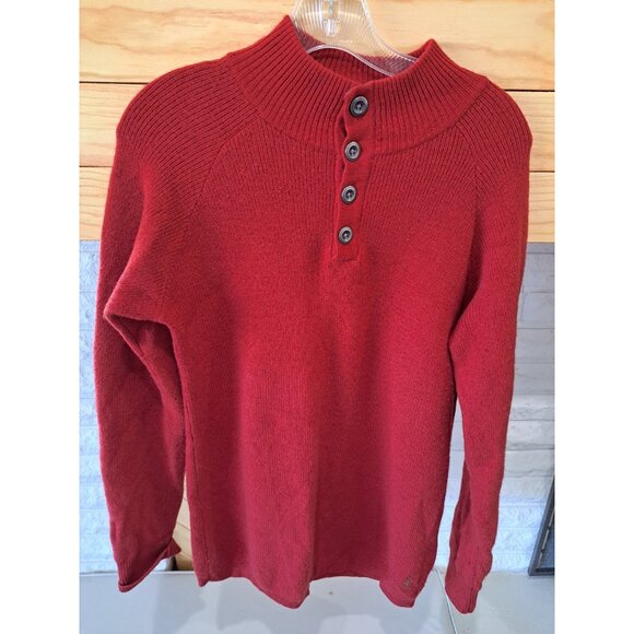 Smartwool Merino Wool 1/4 Button Sweater Small Red Maroon Pullover Mock Neck - Picture 1 of 9